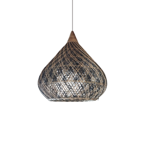 COLGANTE RATTAN NEGRO Y NATURAL 60CM